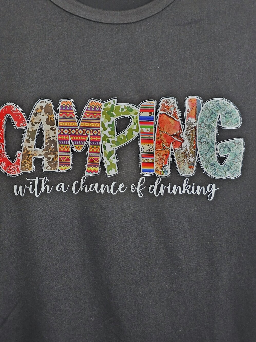 Black 'Camping' Graphic T-Shirt - Multicolor Lettering - Picture 3 of 6